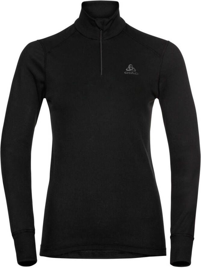 Odlo Active Warm Eco Turtle Neck Half Zip Basislaagtop Dames Zwart/Donkergrijs