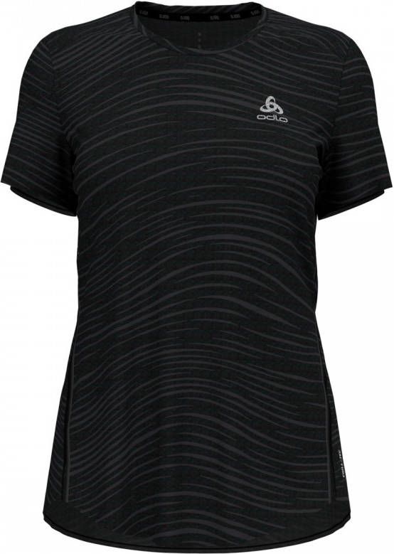 Odlo T-Shirt S/S Crew Neck Zeroweight Engineered Chill-Tec Dames Zwart/Donkergrijs