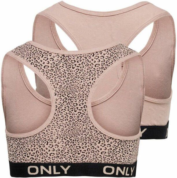 ONLY KIDS bh top KONLIGA set van 2 roze/zwart