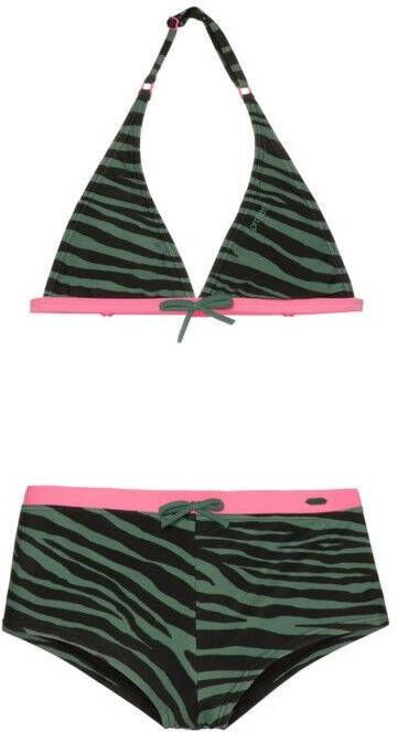 Protest triangel bikini Koski met zebraprint zwart/groen