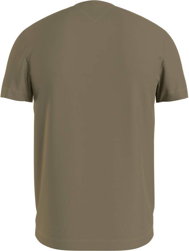 Tommy Hilfiger Slim Fit T Shirt ronde hals lichtbruin, Effen