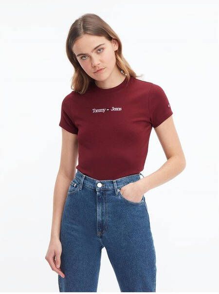 TOMMY JEANS Shirt met korte mouwen TJW BABY SERIF LINEAR SS met logo opschrift voor