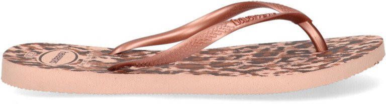 Havaianas Kids Slim Animals teenslippers roségoud/panterprint