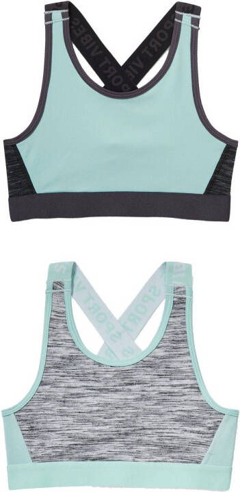 C&A bh top set van 2 mintgroen/grijs/zwart