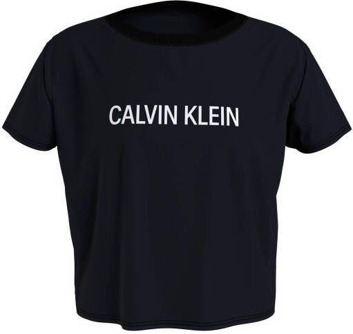 Calvin Klein cropped T shirt met logo zwart