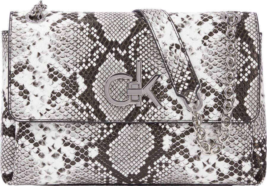 Calvin Klein schoudertas met slangenprint grijs