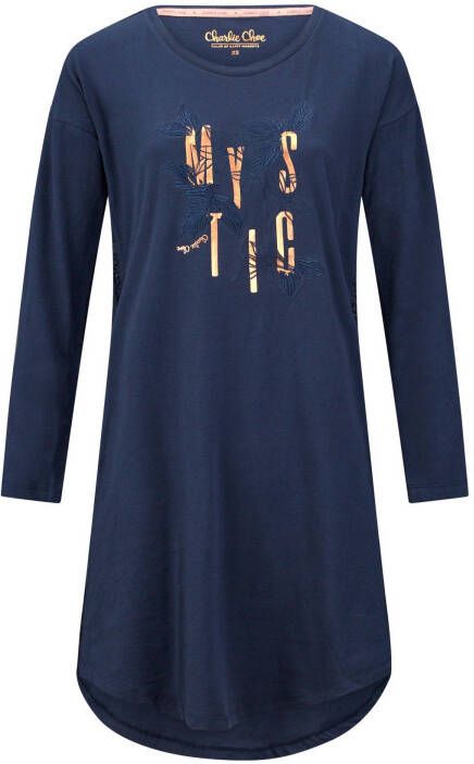 Charlie Choe nachthemd met printopdruk donkerblauw