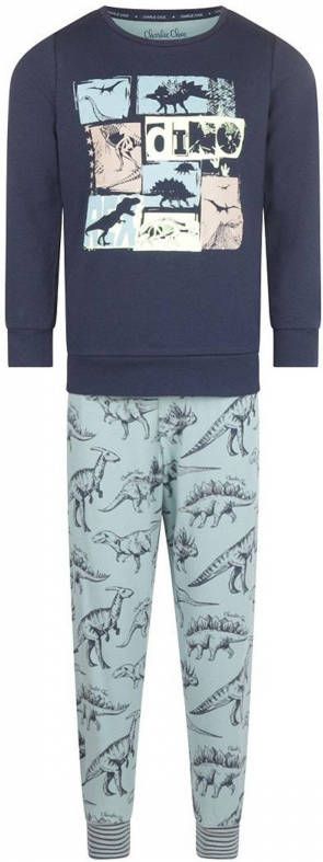 Charlie Choe pyjama Dino Adventure met printopdruk lichtblauw/donkerblauw