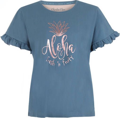 Charlie Choe pyjamatop met printopdruk blauw