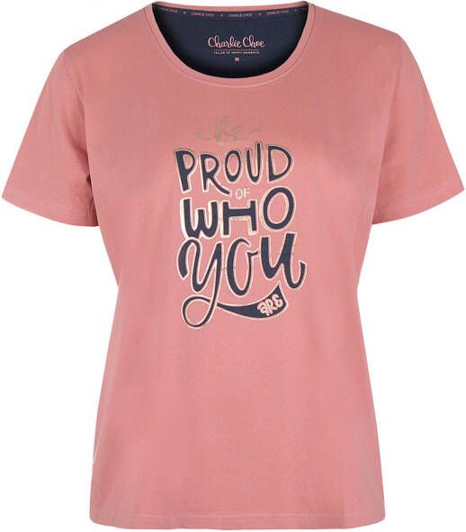 Charlie Choe pyjamatop met printopdruk roze