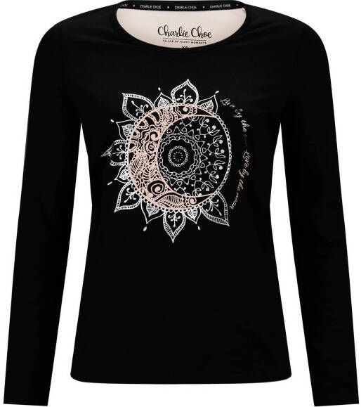 Charlie Choe pyjamatop met printopdruk zwart