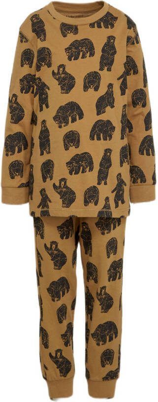 Ellos pyjama Ola met all over print bruin/zwart