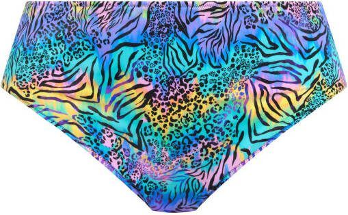 Elomi +size high waist bikinibroekje Electric Savannah met dierenprint blauw/roze/lila
