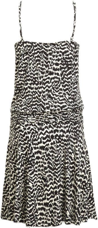 Lascana strandjurk met all over print zwart/ecru