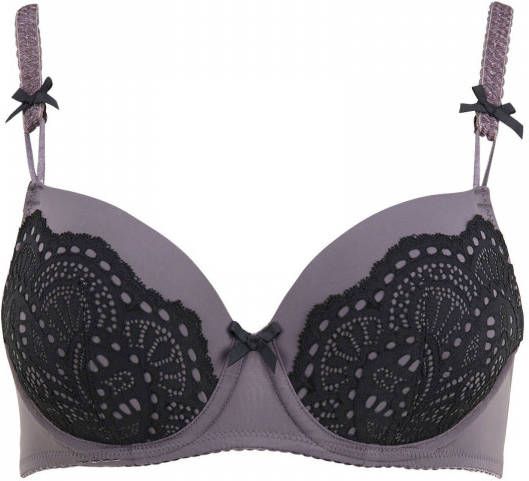 Lascana voorgevormde beugelbh met kant grijs/zwart