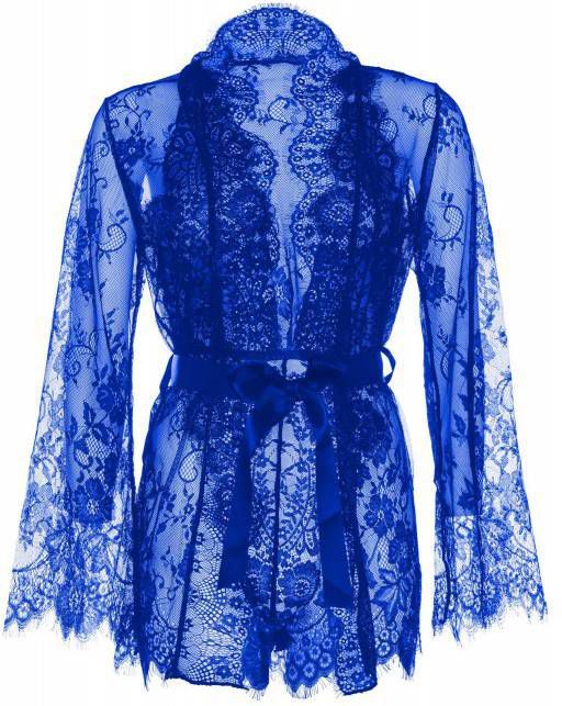 Leg Avenue kanten kimono met stringbody blauw
