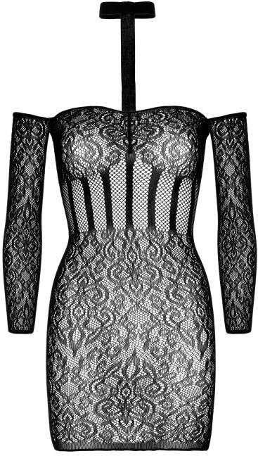 Leg Avenue kanten off shoulder mini jurk zwart