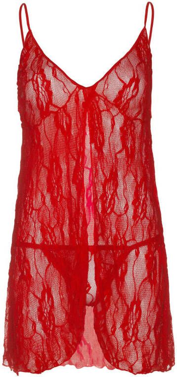 Leg Avenue kanten slipdress met string rood