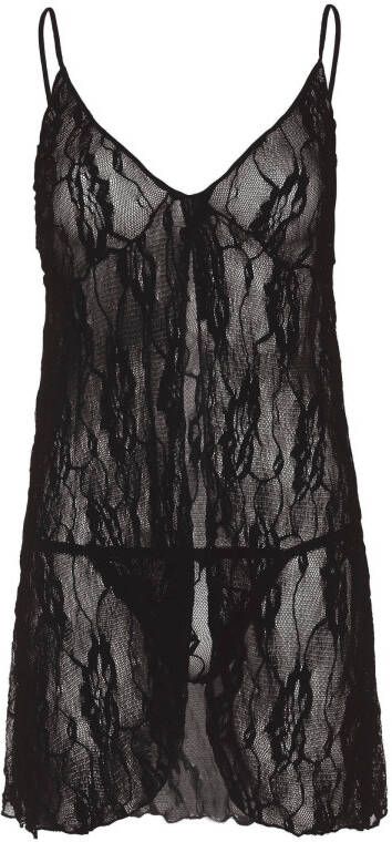 Leg Avenue kanten slipdress met string zwart