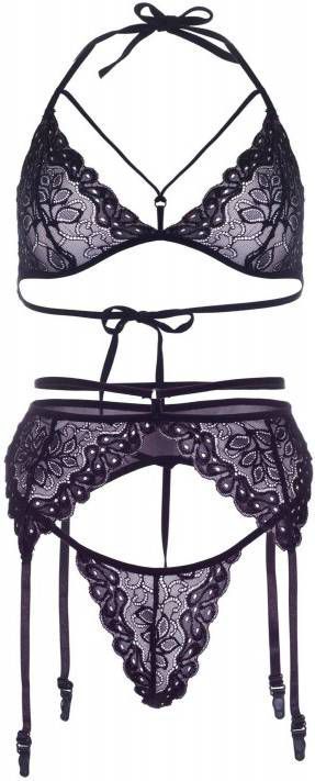 Leg Avenue kanten lingerieset 3 delig zwart