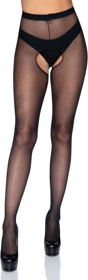 Leg Avenue Plus Size panty met open kruis 20 denier zwart
