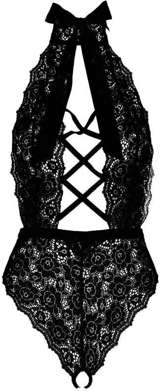 Leg Avenue +size kanten stringbody zwart