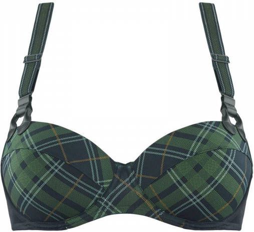 Marlies Dekkers Gloria Plunge Balconette Bh | Wired Padded Scarab Green Plaid 70b