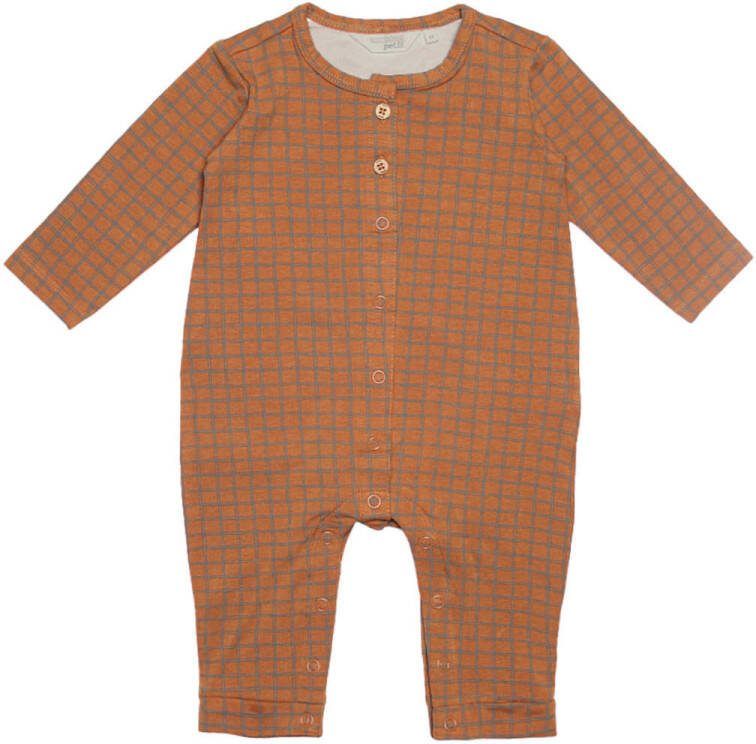 Moodstreet Petit baby geruit boxpak Jamie van biologisch katoen caramel