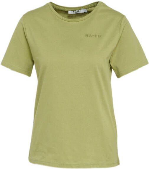 NA-KD NA KD Nachtmode & Loungewear Organic Logo Basic Tee Groen