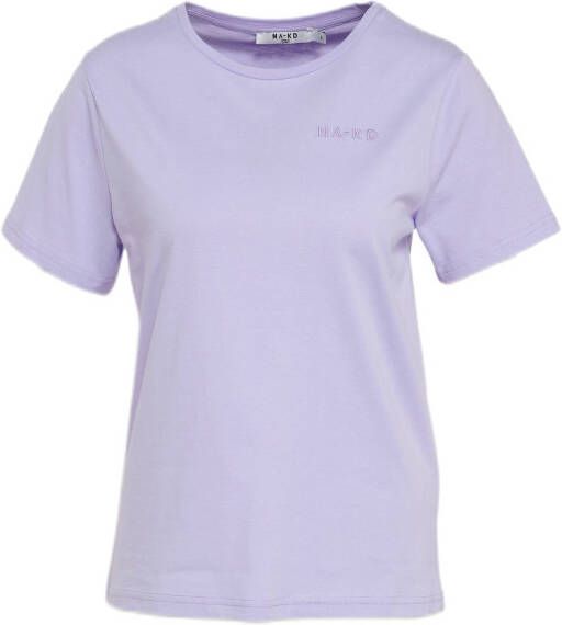 NA-KD NA KD Nachtmode & Loungewear Organic Logo Basic Tee Paars