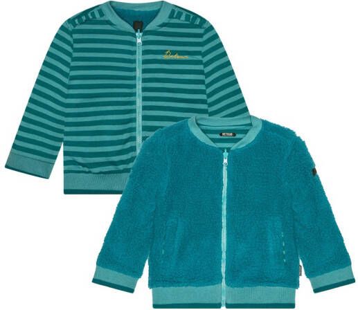 Retour Denim gestreept reversible vest Lini aqua blauw