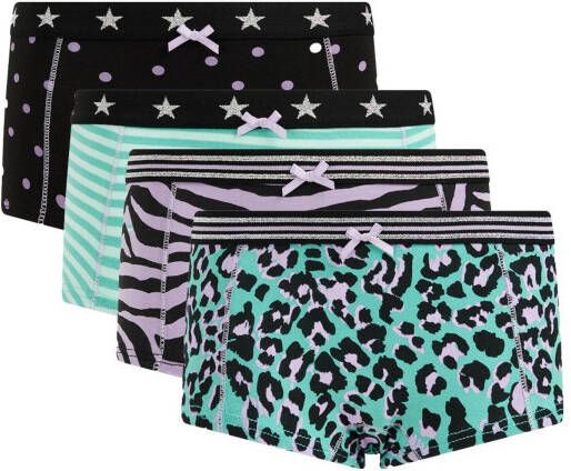 WE Fashion short set van 4 mintgroen/zwart/lila